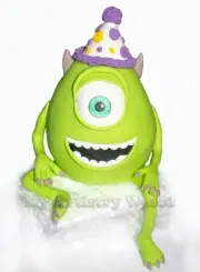 Edible 3D fondant/gum paste Michael "Mike" Wazowski cake topper.