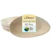 Bamboo Plate Disposable Like 10" Oval Palm Leaf Plates [50] - Compostable