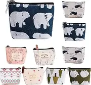 [Niaciswe] Bag with Zip Pattern Pack of 10 Mini Purse Canvas Key Bag Canvas Small Coin Bag Multifunctional Cosmetic Bag with Zip for Coins Lipstick, Multi-Coloured, 1