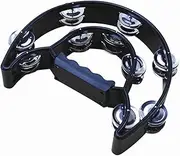 SOULONG Handheld Tambourine, Handheld Percussion Drum, Row Metal Jingles Tambourine, with Ergonomic Handle, Ideal for KTV, Bar, Concert, Party, Dance Ball (Black)