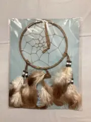 Brown and White Dreamcatcher with Feathers – New