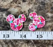 5 pc Planar Resin Hair Bow Center Flatback Minnie rose flower ears