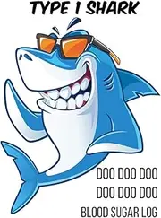 Type 1 shark doo doo doo doo doo doo Blog Sugar Log: 6x9 inch travel size 111 pages to record daily blood sugar readings