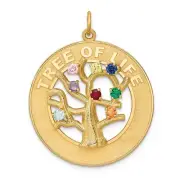 14K Yellow Gold Tree Of Life Charm Pendant 1.46 Inch
