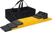 Homeon Wheels RV Leveling Blocks, 2.0 Upgraded Ramp Design, One Top Tire Wheel Chock and 9 Pack Interlocking Leveling Blocks with Carry Bag