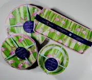 NEW!~Cynthia Rowley~FLAMINGO~Dinner &Salad Plates,Bowls,Trays~14 Pc Set~MELAMINE