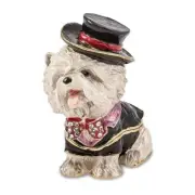 Jere Luxury Giftware, Bejeweled R. BUTLER Tuxedo Dog Trinket Box with Matching P