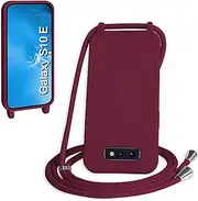 Mobile Phone Lanyard for Samsung Galaxy S10E, Case with Strap, Mobile Phone Case with Cord for Hanging, Silicone Rope Necklace, Protective Case with Cord, TPU Bumper for Galaxy S10E - Red