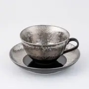 Arita-yaki ware porcelain pottery Coffee cup saucer 2pieces platinum made JAPAN