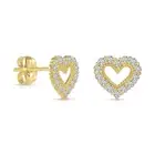 14K Real Solid Gold .252 Ct Diamond Open Heart Stud Earrings Push-back Lab Grown