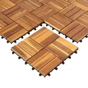 Yangming Deck Tiles Interlocking 10 Pack Solid Wood Outdoor Flooring Waterpro...