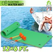 12 ft Green Floating Water Pad Huge River Float Mat 3-Layer XPE Foam Lounge Bed