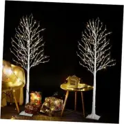 Birch Tree Lights,2 Pack 6 Feet Prelit White Artificial Christmas 6FT*2