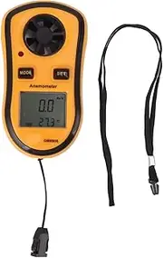 GRCFUMO Digital Anemometer, Pocket Wind Meter with Digital LCD Display, Handheld Mini Wind Speed Temperature Power Gauge for Measuring Wind Speed and Temperature