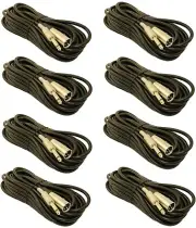 8 Pack 25Ft XLR 3Pin MALE to 1/4" MONO Plug Shielded MIC Microphone Audio Cable