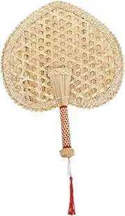 GRIRIW Elegant Retro Summer Fan Handheld Woven Manual Fan for Weddings Beach Events and Home Decor Lightweight Portable for Outdoor Use
