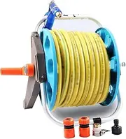 Garden Hose Reel Cart with Hose,Garden Car Wash Hose Storage Rack, Portable Thickened Abs Hose Winder, Gardening Supplies/Blue/Dn15 15M Yellow Pipe