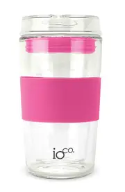 IOco 12oz Reusable Glass Coffee Travel Cup - Bossy Pink