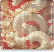 [Amooorous] Chinese New Year White Snake Flowers Premium Leather Car insurance and registration card holder Document Wallet for Essential Document, Driver License, Cards, Chinese New Year white snake