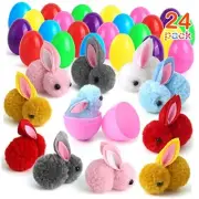 24 Pack Easter Eggs Fillers with Easter Bunny Plush, 24 Pack Easter Bunny Plush