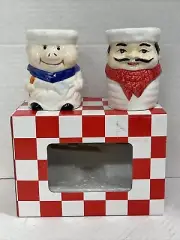Limited Pig & Chef SALT AND PEPPER SHAKERS Hand Painted Bright Colors New In Box