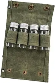 Perfk Camping Spice Kit Spice Bag with Jars Gift Portable Holder Glass Jars Travel Bag for Sauce Indoor Hiking Backpacking Outdoor