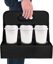 SENIURIS Travel Drink Carrier, Portable and Foldable Drink Caddy with Handle for Delivery Drivers, Travelers and Everyday Use（Black）