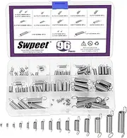 Swpeet 96Pcs 15 Different Sizes Stainless Steel Extension Spring with a Dual Hook Assortment Kit, Mechanical Extension Springs Small Spring for Home Repairs