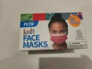 Face Mask Kids 3-layer 5 Designs 1 Case - 50 Pack with adjustable ear loop clips