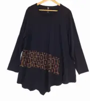 New Taking Shape Top 18 Womens Black Brown TS Pockets Asymmetric Viscose Blend