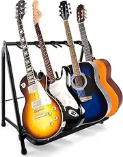 Pyle Foldable Universal Multi 5 Stand Portable Collapsible Instrument Floor Guitar Rack Holder w/Foam Padding-for Acoustic, Electric, Bass Guitar & Guitar Bag/Case PGST53