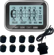 RV Tire Pressure Monitoring System, (0-199PSI) TM6 Trailer TPMS with 8 Sensors,