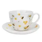 Honey Bees Porcelain Teacup and Saucer Set Bone China Jumbo Tea Cup 15 fl oz