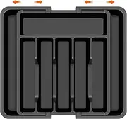 zhenzhenhao Cutlery Drawer Organiser,Expandable Kitchen Drawer Flatware Utensil Tray for, Adjustable Silverware and Flatware Holder, Compact Plastic Storage for Spoons Forks Knives (black)