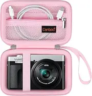 Canboc Carrying Case for Panasonic LUMIX TZ99/ ZS99/ LX10/ ZS80/ ZS100/ ZS70/ ZS200/ ZS60 4K Digital Camera, Point and Shoot Camera Bag, Zipper Mesh Pocket fits USB Cable, Batteries, Pink