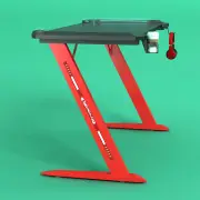 140cm RGB Gaming Desk Home Office Carbon Fiber Led Lights Game Racer Computer PC Table Z-Shaped Red