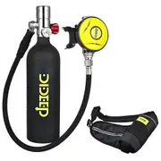 DIDEEP X4000Pro 1L Scuba Diving Tank Oxygen Cylinder Respirator Air Tank with Carrying StrapBlack+Si Multicolor Black Silver