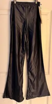 LEO’S DANCEWEAR JAZZ CHILD MEDIUM BLACK SHINY WET LOOK BOOT LEG DANCE PANTS SZ M