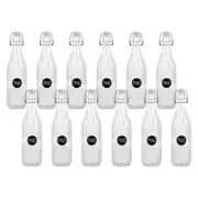 12PK Lemon & Lime Functional Glass Air-Tight Clip Lid Ribbed Bottle Storage 1L