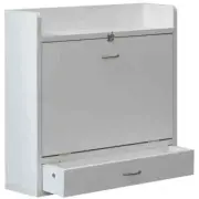 Basicwise Laptop Desk 23" H X 6.75" W, White Wood W/ Wall Mount Folding Features