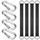 4 PCS Black Tree Swing Straps Hanging Kit with 4 Carabiners, 24cm / 9.4inches...