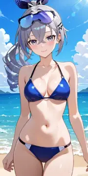 Silver Wolf Honkai Star Rail Anime Girl Bikini Beach Towel