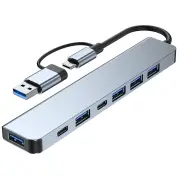 7 in 1 Type-C Docking Station with USB Adapter USB2.0*4 USB3.0 USB-C Data PD5W USB-C Multiport Hub Splitter Adaptor for