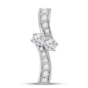 14k White Gold Round Diamond Bypass 2-stone Pendant 1/4 Cttw