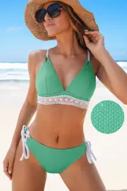 Cupshe Lace Dream Aqua Bikini Set - Green,M