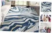Regal Collection Area Rug -/Grey Abstract Wavy Design -- Easy to 4' x 6' Blue