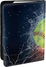 [JEJEA] Softball Print Travel Organizer Credit Cards Case Passport BookPassport Holder Cover Wallet forTraveling,, Black, One Size