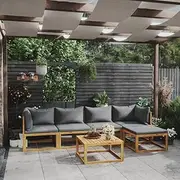 Patio Furniture Sets 6 Piece Garden Lounge Set with Cushion Solid Acacia Wood
