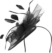 [Ipetboom] Vintage Bridal Hair Accessories Women's Fascinator Headband for Tea Party Wedding Banquet Anniversary Black