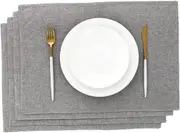 Cloth Placemats Set of 4 Light Grey Farmhouse Dining Table Mats Linen for Indoors & Outdoor
